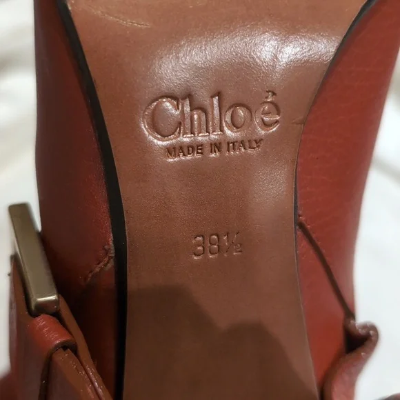 Chloe Leather Buckle Boots sz 8-8.5 Eu Size 38.5 Burnished Rust Moto Style - Picture 6 of 8